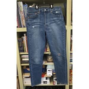 Levi's Jeans Womens 29 Blue Wedgie Skinny Button Fly High Rise Sashiko Mends